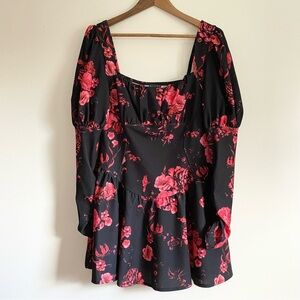 NWOT ASOS Floral Puff Sleeve Mini Dress Size 12